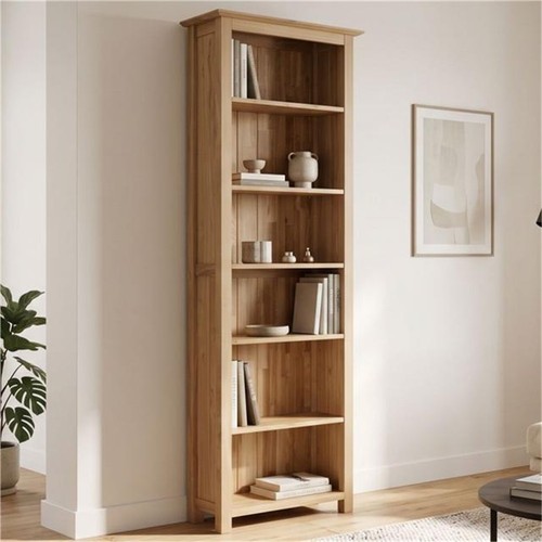 Oak large narrow bookcase - narrow,