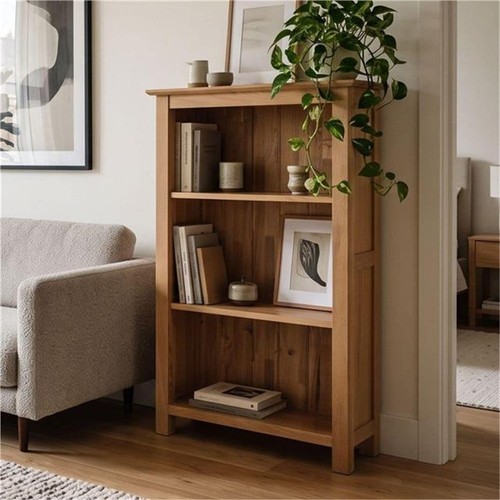 Oak small narrow bookcase - oak,